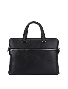 Чоловічий портфель шкіряний чорний - фото  - Miraton