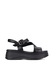 Жіночі босоніжки шкіряні чорні - фото  - Miraton