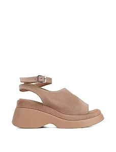 Женские босоножки велюровые бежевые - фото  - Miraton