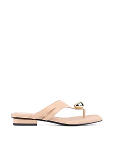 Женские шлепанцы кожаные бежевые - фото  - Miraton