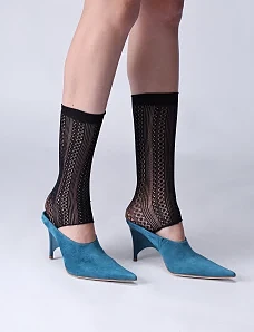 Женские сабо замшевые синие - фото  - Miraton