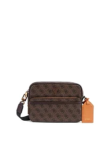 Мужская сумка через плечо из экокожи коричневая - фото  - Miraton