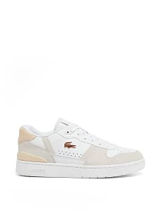 Женские кеды Lacoste T-CLIP кожаные белые - фото  - Miraton