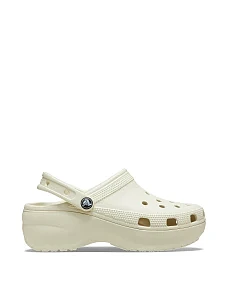 Женские сабо Crocs Classic Platform Clog резиновые молочного цвета - фото  - Miraton