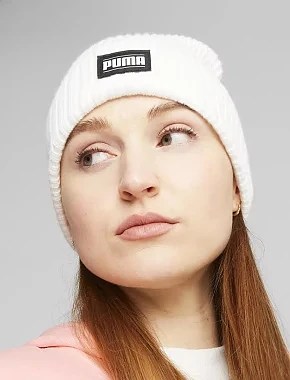 Шапка Puma Ribbed Classic Cuff Beanie тканевая белая - фото 3 - Miraton