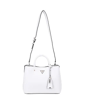 Жіноча сумка тоут Guess з екошкіри рисового кольору з брелоком - фото 4 - Miraton