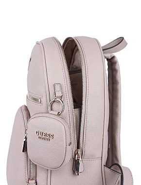 Женский рюкзак Guess из экокожи бежевый с накладными карманами - фото 5 - Miraton