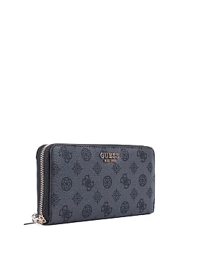 Жіночий гаманець Guess з екошкіри сірий з брендовим лого - фото 1 - Miraton