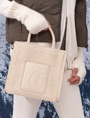Женская сумка тоут Just Cavalli из экокожи бежевая - фото 2 - Miraton