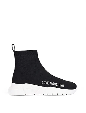 Женские ботинки Love Moschino тканевые черные - фото 1 - Miraton