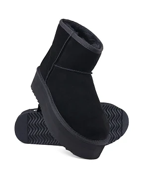 Жіночі уггі Attizzare велюрові чорні з підкладкою з натурального хутра - фото 2 - Miraton