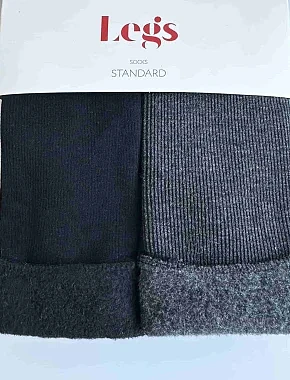 Жіночі високі шкарпетки Legs FLEECE чорні (2 пари) - фото 1 - Miraton