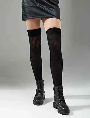 Жіночі гольфи Legs PARIGINA RIB COTONE чорні - фото 1 - Miraton
