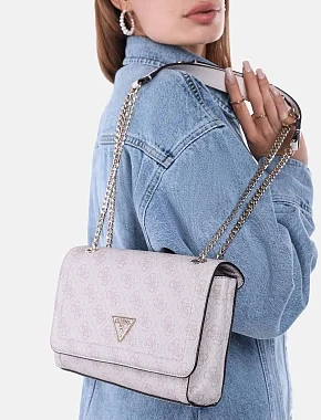 Женская сумка кросс-боди Guess из экокожи молочного цвета - фото 2 - Miraton