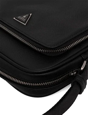 Чоловіча сумка крос-боді Guess із екошкіри чорна з накладними кишенями - фото 4 - Miraton