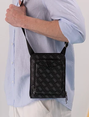 Чоловічі сумки крос-боді Guess з екошкіри чорна - фото 1 - Miraton