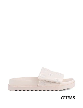 Жіночі шльопанці Guess з екошкіри молочного кольору - фото 1 - Miraton