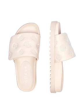 Жіночі шльопанці Guess з екошкіри молочного кольору - фото 4 - Miraton