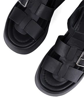Жіночі босоніжки Attizzare шкіряні чорні - фото 5 - Miraton