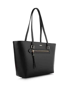 Женская сумка тоут DKNY кожаная черная - фото 2 - Miraton