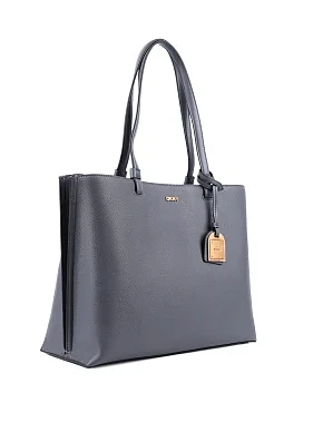 Женская сумка тоут DKNY кожаная серая - фото 3 - Miraton