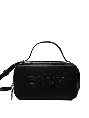 Женская сумка camera bag DKNY из экокожи черная с логотипом - фото 1 - Miraton