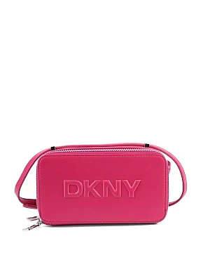 Женская сумка camera bag DKNY из экокожи бордовая с логотипом - фото 1 - Miraton
