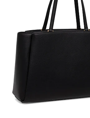 Жіноча сумка тоут DKNY шкіряна чорна з декоративним ременем - фото 3 - Miraton