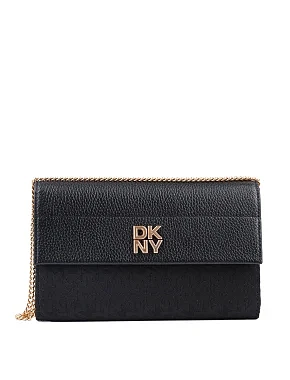 Жіноча сумка крос-боді DKNY з екошкіри чорна з ланцюжком - фото 1 - Miraton