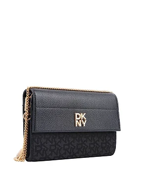 Жіноча сумка крос-боді DKNY з екошкіри чорна з ланцюжком - фото 3 - Miraton