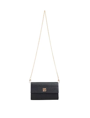 Жіноча сумка крос-боді DKNY з екошкіри чорна з ланцюжком - фото 5 - Miraton