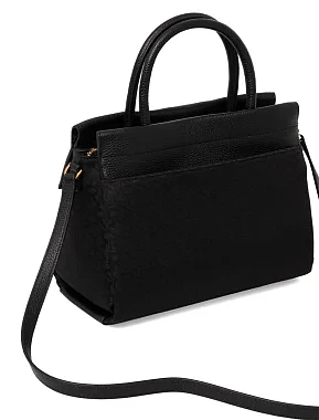 Женская сумка тоут DKNY кожаная черная с логотипом - фото 4 - Miraton
