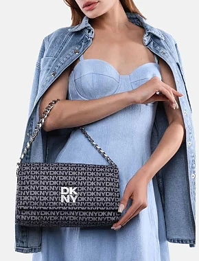 Женская сумка DKNY тканевая черная - фото 2 - Miraton
