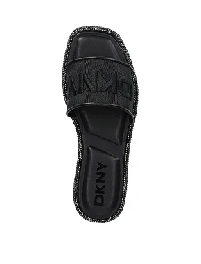 Жіночі шльопанці DKNY шкіряні чорні - фото 4 - Miraton