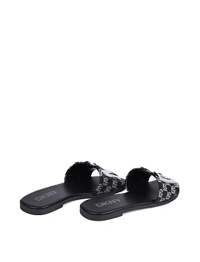 Жіночі шльопанці DKNY тканинні чорні - фото 4 - Miraton