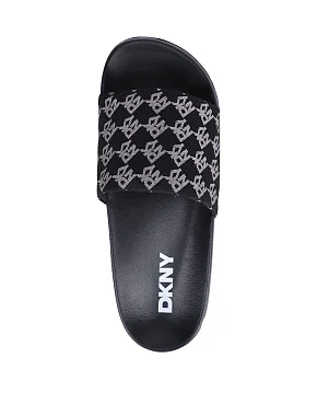 Жіночі шльопанці DKNY тканинні чорні - фото 2 - Miraton