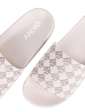 Жіночі шльопанці DKNY тканинні молочного кольору - фото 4 - Miraton
