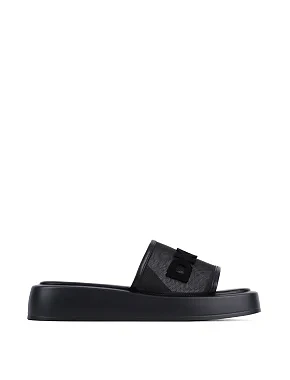 Жіночі шльопанці DKNY шкіряні чорні - фото 1 - Miraton