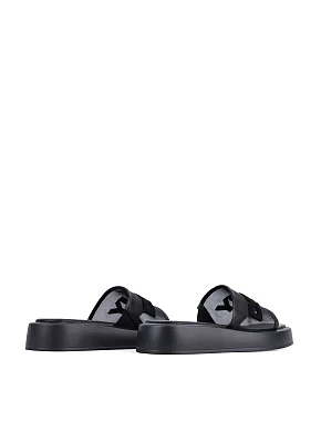 Жіночі шльопанці DKNY шкіряні чорні - фото 5 - Miraton