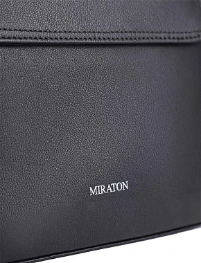 Чоловіча сумка месенджер MIRATON шкіряна чорна - фото 4 - Miraton