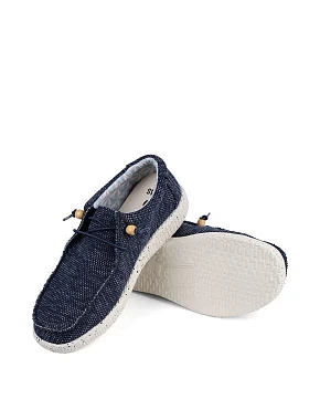 Чоловічі туфлі Walk in Pitas WP150 WALLABI KNITTED тканинні сині - фото 2 - Miraton