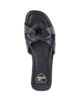Жіночі шльопанці Love Moschino шкіряні чорні - фото 4 - Miraton