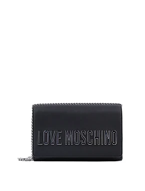 Жіноча сумка крос-боді Love Moschino з екошкіри чорна з логотипом - фото 1 - Miraton