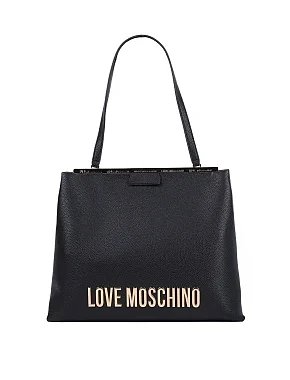 Жіноча сумка Love Moschino з екошкіри чорна з логотипом - фото 1 - Miraton