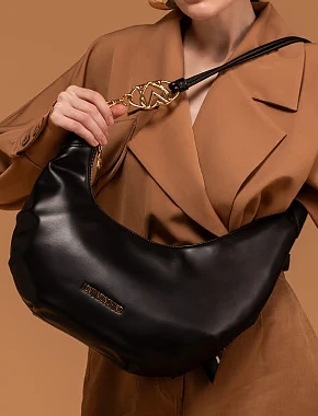 Жіноча сумка хобо Love Moschino з екошкіри чорна - фото 6 - Miraton