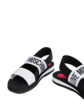 Жіночі сандалі Love Moschino тканинні білі - фото 2 - Miraton