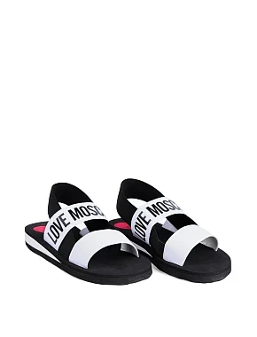 Жіночі сандалі Love Moschino тканинні білі - фото 3 - Miraton