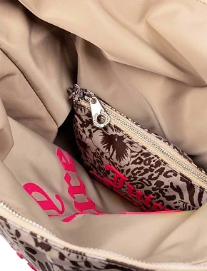 Жіноча сумка 2 в 1 Juicy Couture тканинна бежева - фото 5 - Miraton