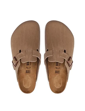 Женские слиперы BIRKENSTOCK Boston кожаные коричневые - фото 4 - Miraton