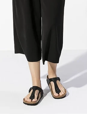 Жіночі шльопанці BIRKENSTOCK Gizeh Bf з екошкіри чорні - фото 1 - Miraton